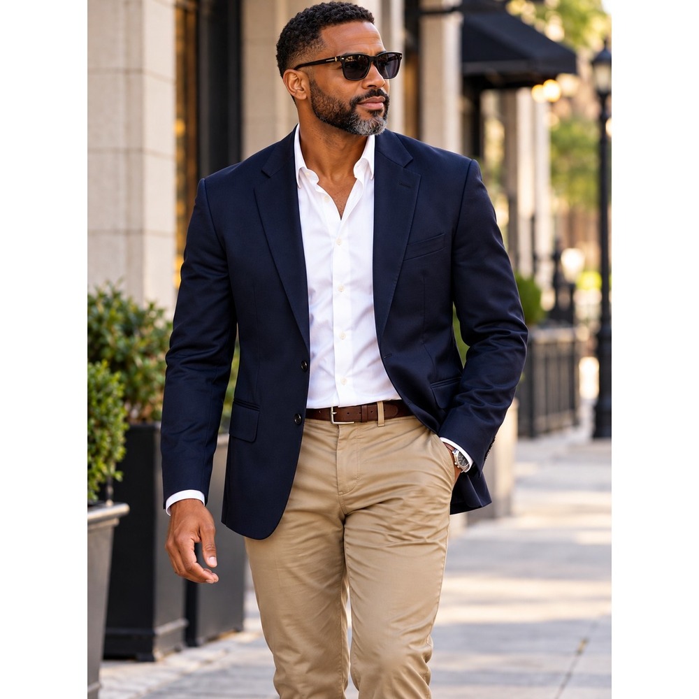 Ralph Lauren Black Label 100% Wool Jacket Blazer Sport Coat Navy 42L